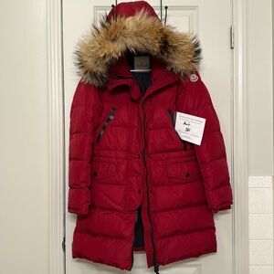Moncler Fragon Down Puffer Coat with Fur Hood Size 4